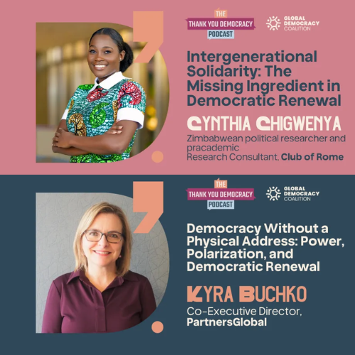 Int_IDEA's tweet photo. What does democratic renewal really require today?

Two Thank You Democracy episodes from the @GloDemCoalition explore this from different regional perspectives:

@cy_chigwenya on intergenerational solidarity and youth engagement in Southern Africa
@KyraB_Partners on polarization, power, and renewal in the Americas

Both point to a common truth: democracy must be rebuilt through trust, participation, and inclusion.

🎧 Listen now via link in comments. #RenewingDemocracy #ThankYouDemocracy