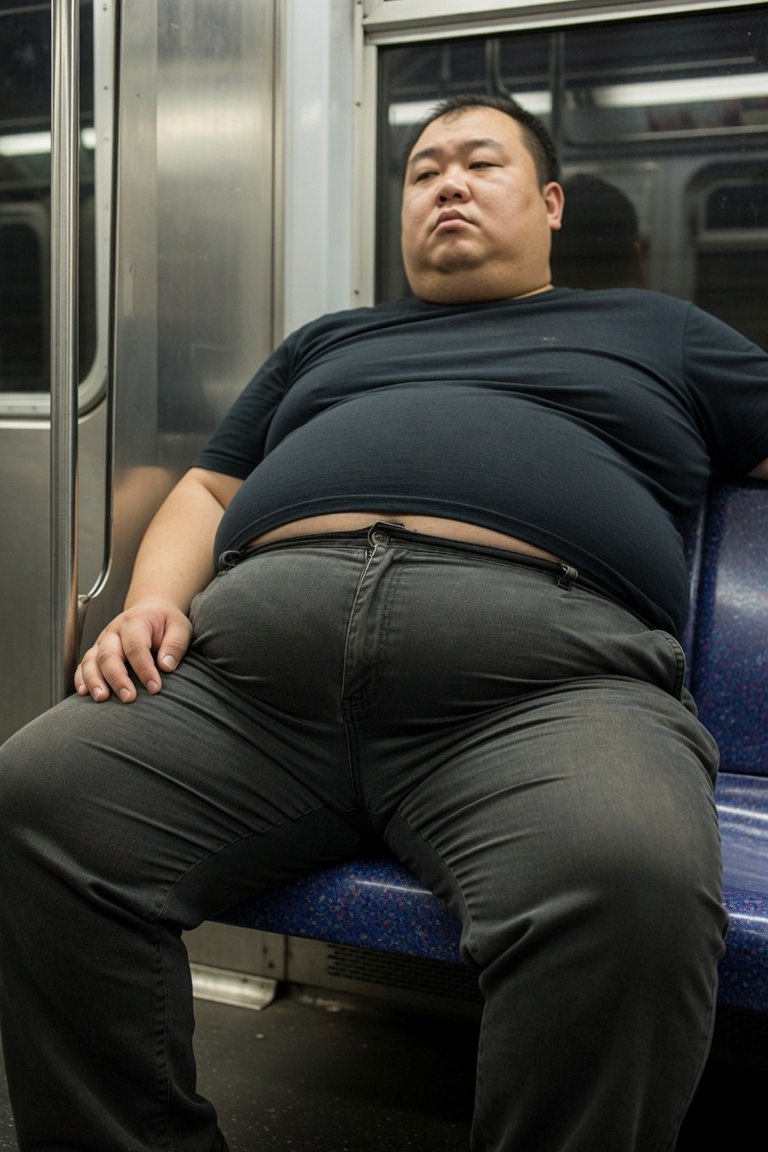 MrZ89611890's tweet photo. A fat man sitting on a subway seat's crotch bulges. #dad #bulge #subway #bear https://t.co/Qm7q3JEaOL