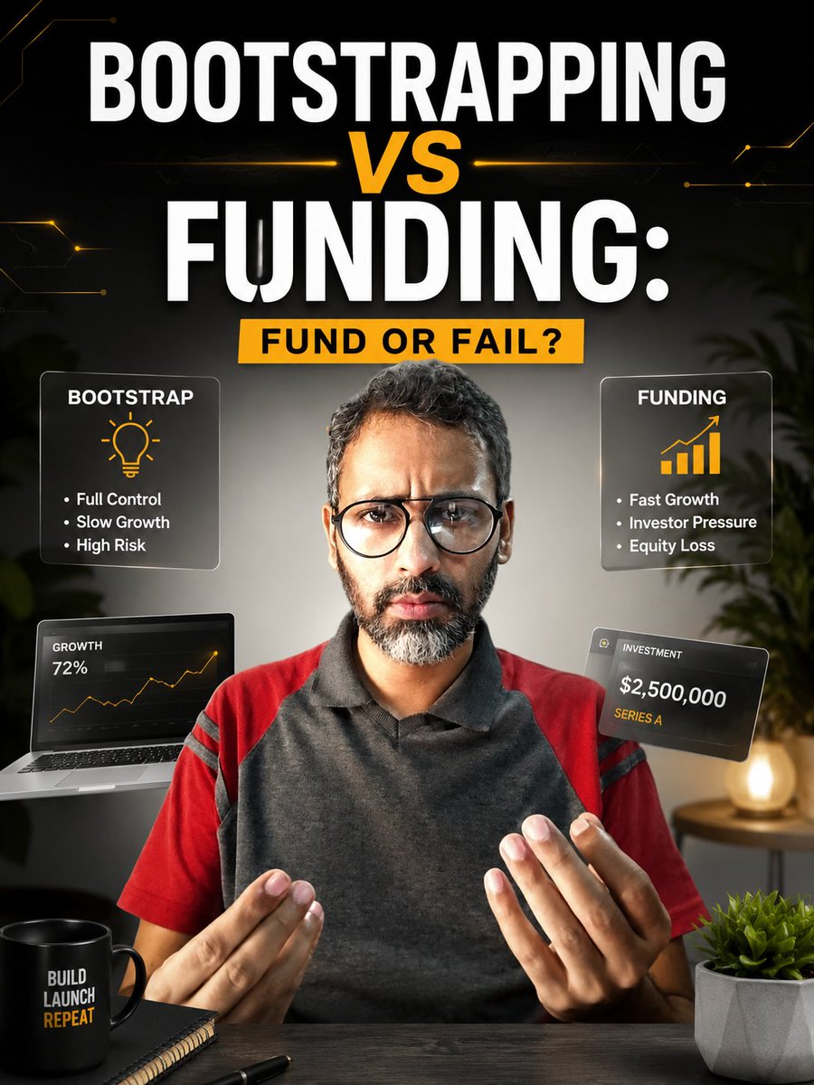 innottannay's tweet photo. I watched 6 funded startups die while bootstrapped ones thrived. The shocking truth about why 'raising capital' often equals failure 😱
✨Qυery relαтed тo вυѕιɴeѕѕ ↳ https://t.co/dhqwDehOrH https://t.co/2dzXKB4mGq