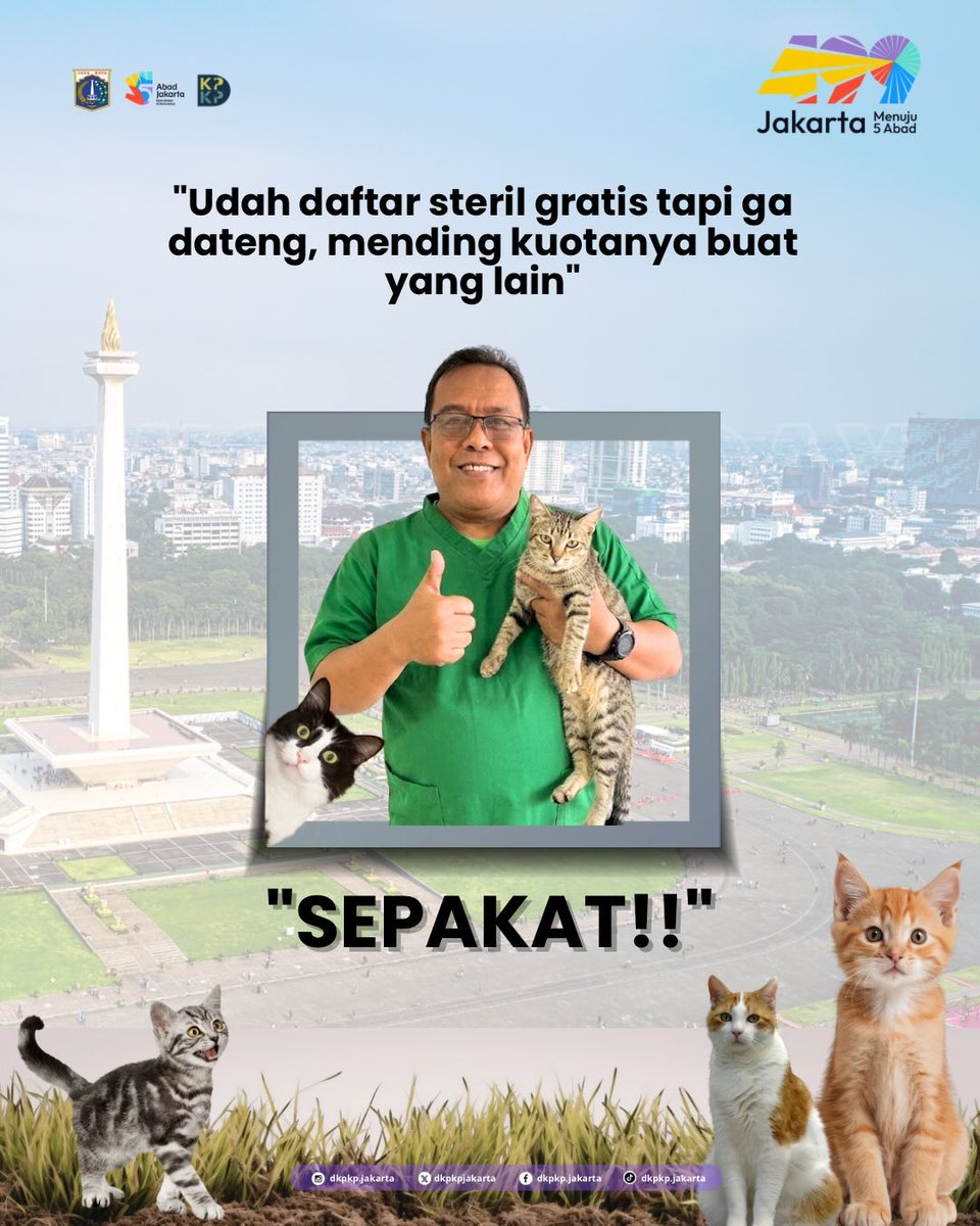 kotajaktim's tweet photo. π’ Informasi lengkap akan segera diumumkan.
Yuk, bersama wujudkan populasi kucing yang lebih sehat, terawat, dan sejahtera melalui program sterilisasi. πΎ
Sumber: @dkpkp.jakarta
#SterilisasiKucing #KucingSehat #AnimalWelfare #DKPKP https://t.co/5EysXgVlH4