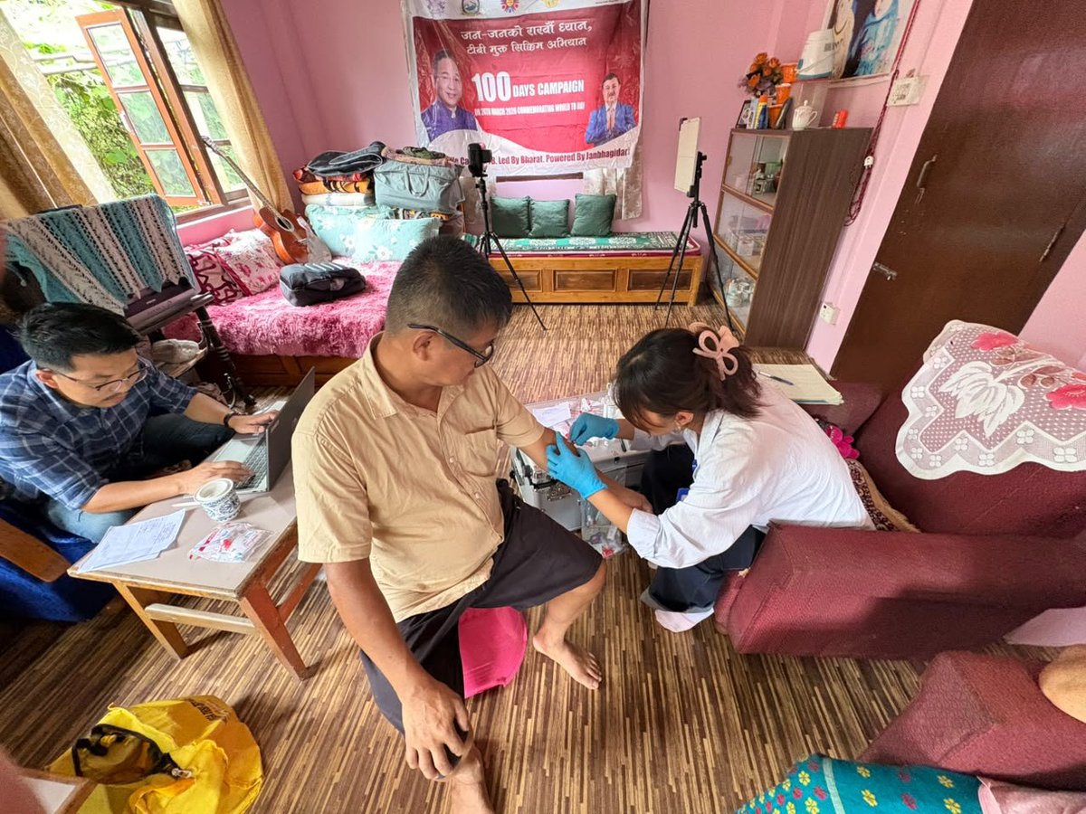 NTEPSikkim's tweet photo. An Ayushman Arogya Shivir under the NTEP TB Mukt Bharat Abhiyan 100-Day Campaign  was conducted at Sajbotey by Soreng PHC and Chumbung SHC, strengthening community-based TB screening, early detection, and awareness for a TB-Free Sikkim. #TBMuktBharat #EndTB #100DaysCampaign https://t.co/VHSJA6zaVG