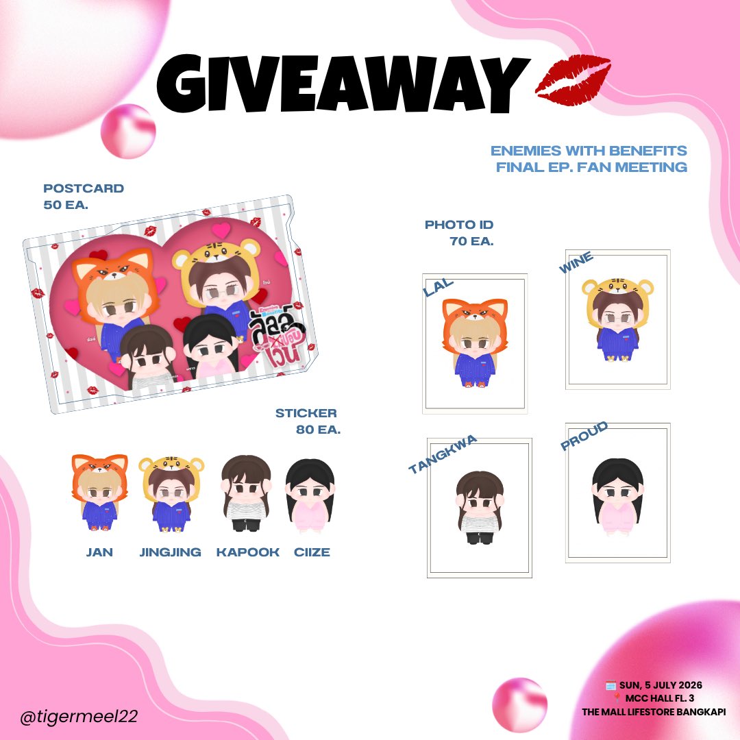 tigermeel22's tweet photo. 𝙥𝙡𝙨 𝙠𝙞𝙣𝙙𝙡𝙮 𝙧𝙚𝙩𝙬𝙚𝙚𝙩 📬
🎁𝑮𝒊𝒗𝒆𝒂𝒘𝒂𝒚 𝒇𝒐𝒓 #EnemiesWithBenefits 

แวะมารับได้เลยนะค้าบบ กลัวแจกไม่หมดมาก🥹🙏🏻

- ᴘᴏꜱᴛᴄᴀʀᴅ 𝟧𝟢 ᴇᴀ.
- ᴘʜᴏᴛᴏ ɪᴅ 𝟩𝟢 ᴇᴀ.
- ꜱᴛɪᴄᴋᴇʀ 𝟪𝟢 ᴇᴀ.

📍 Location &amp; time TBA on event day

#JanJingjing 
#KapookCiize https://t.co/CvipPyQteW