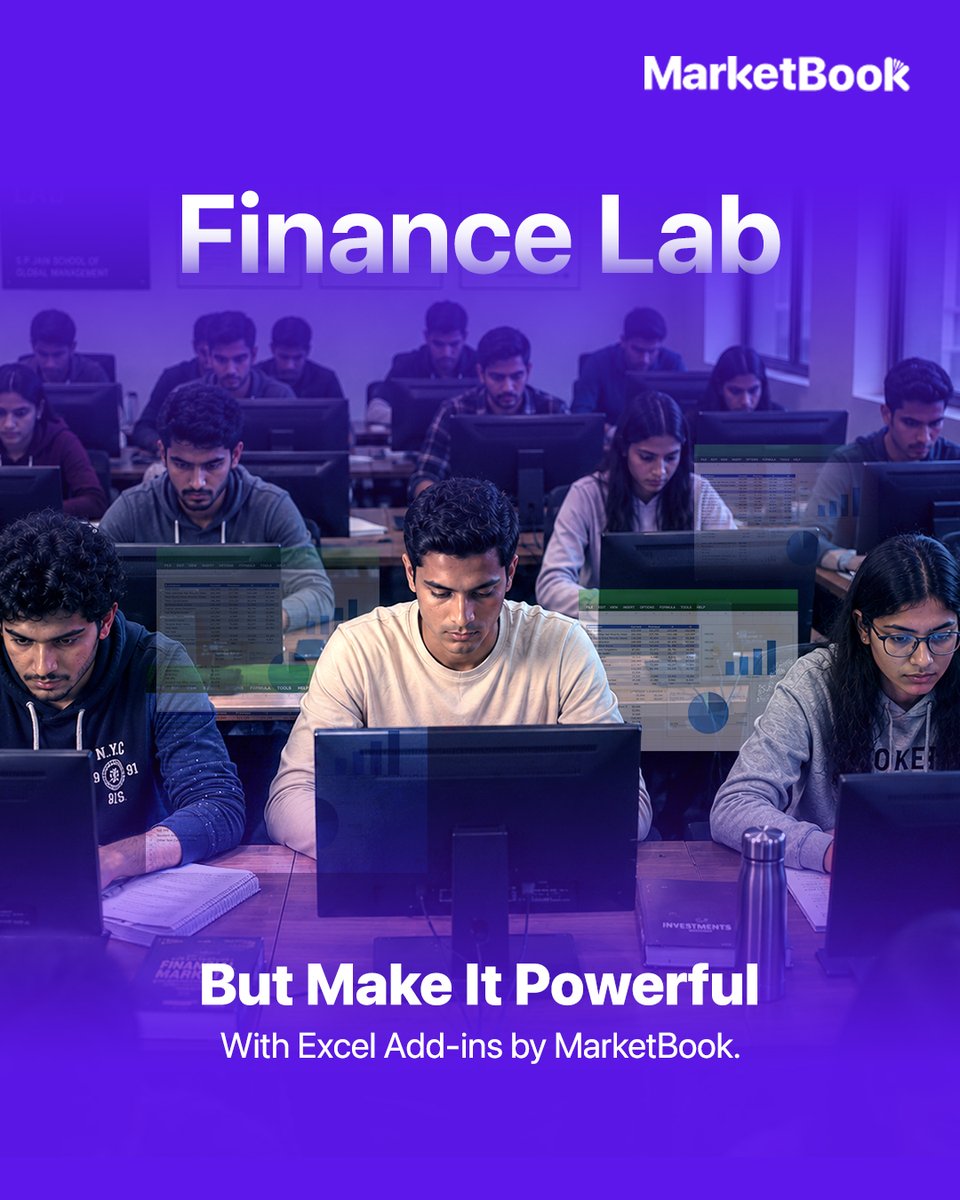 Tickermarket's tweet photo. MarketBook’s Excel Add-ins allow students to extract market data directly into spreadsheets. 

#MarketBook #Research #Finance #Projects #Data #Analytics #Bschool #Information #Equity #Forex #FixedIncome #Tools #HODFinance #Commodity https://t.co/mxapShRQUn