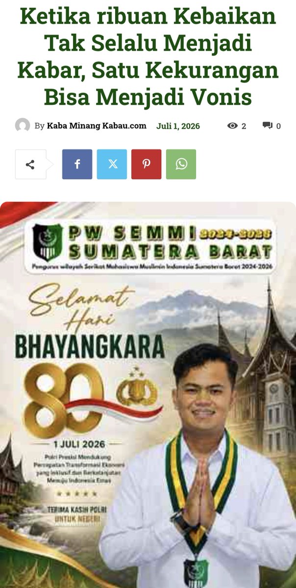 Justice_sparta's tweet photo. Ketika Ribuan Kebaikan Tak Selalu Menjadi Kabar, Satu Kekurangan Bisa Menjadi Vonis

baca selengkapnya:
  https://t.co/cpwBPKSlaU https://t.co/ngcDviyLii