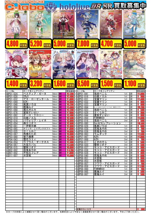 hololive OFFICIAL CARD GAME】買取情報 ホロカ担当です！ HR・SRの
