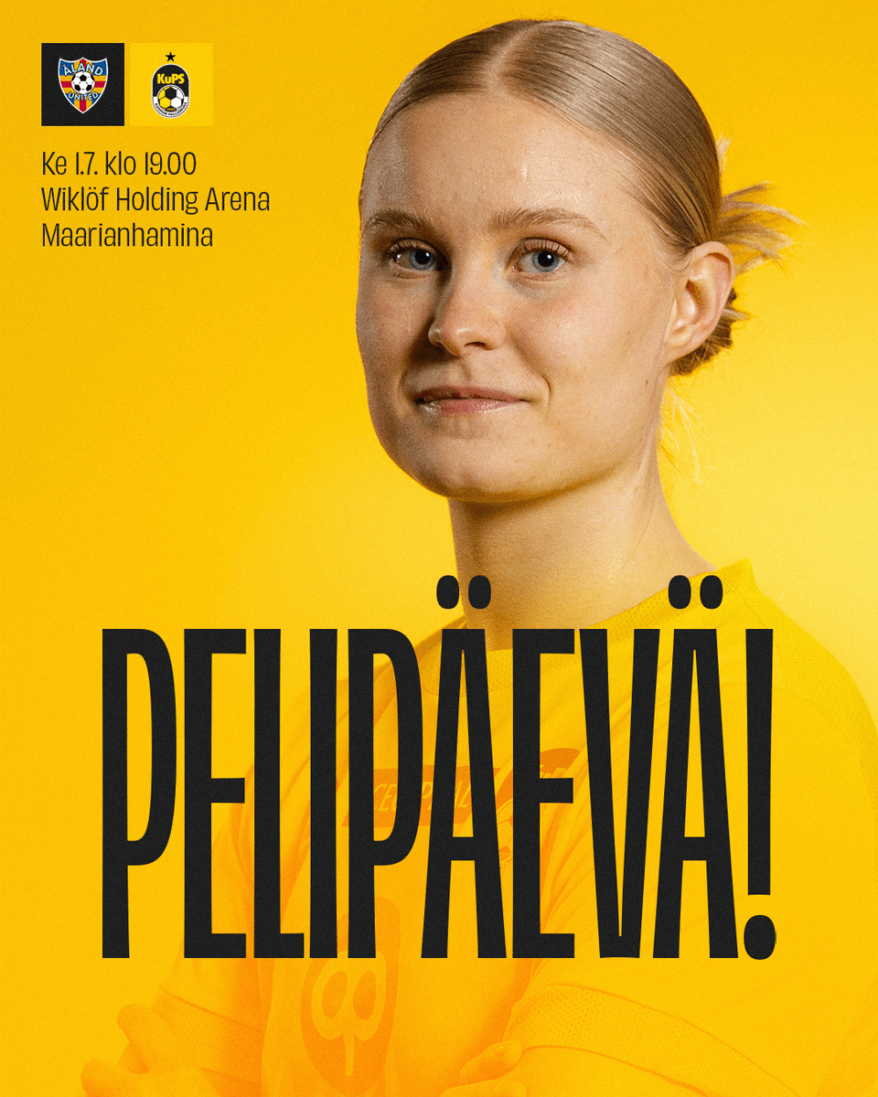 KuPS1923's tweet photo. PELIPÄEVÄ! 💯
Tänään taistellaan paikasta Suomen Cupin neljän parhaan joukkoon. 🤜
🆚 Åland United – KuPS
📅 Ke 1.7. klo 19.00
🏟️ Wiklöf Holding Areena, Maarianhamina
🏆 Naisten Suomen Cup, puolivälierä
📺 https://t.co/CBSONFj0Bf
#KuPS #suomencup https://t.co/kFqxS2Est8