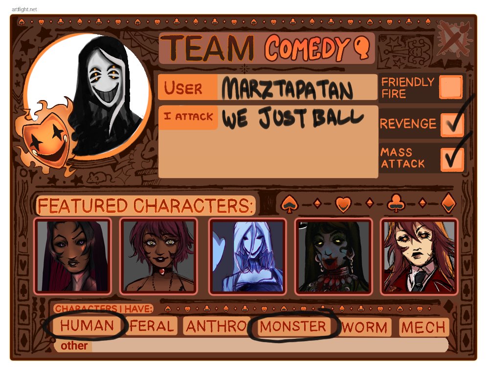 marztapatan's tweet photo. WE ARE ART FIGHTING
https://t.co/FCQmvEFh2i
I'm going to be working on some revenges from last year first  but here we are gang. Happy art fight guys https://t.co/KGTYIEx6vo