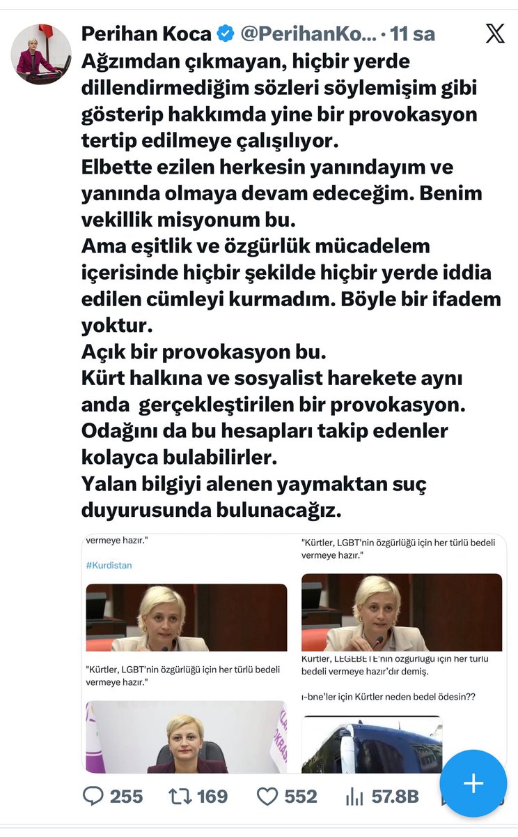 Dirokalan's tweet photo. 🚨 Sosyal Medyadaki Organize Dezenformasyon Tezgahı:

Dün DEM Parti Milletvekili Sayın Perihan Koca’ya atılan çirkin iftira, arkası karanlık bir şebekenin kirli işleyişini bir kez daha kanıtlamıştır.

-Tek Merkezden Yönetilen Anonim Şebeke:

-Sesli Haber
-Süreç Haber
-PKK Gerçekleri
-Dailist Türk
-Hafıza
-Armanca me 
ve Rasti gibi sosyal medya hesapları bağımsız değildir. Tamamı tek bir Twitter grubundan, aynı merkezden yönetilen anonim sayfalardır.

Bu Tezgahta Kimler Var?
Normalde yan yana gelmesi imkansız görünen şu yapılar, tek bir grupta ortaklaşmıştır:

• Hizbullahçılar 

• Kendini "Kürt milliyetçisi" olarak tanıtan MİT bağlantılı Karaktersizler .

• Zafer Partililer.

Kirli Plan Nasıl İşliyor?

1. Talimat ve Hedef Gösterme: Ortak gruptan Türkçü/milliyetçi sayfalara, "Bugün şu isme saldırıp gündem yapacaksınız" talimatı veriliyor.

2. Duygusal Manipülasyon: Kürt halkının hassasiyetleri hedef alınarak yapay gündemler üretiliyor. Amaç, halkın duygusal reflekslerini tetikleyip kitleleri provokasyona sürüklemek.

🚨Halkımıza Çağrı: Dikkatli Olun!
Kürt halkının temiz duygularını hedef alan bu dijital operasyonlara karşı uyanık olalım. Kaynağı belirsiz, anonim hesapların yaydığı hiçbir habere ve algı operasyonuna itibar etmeyelim!