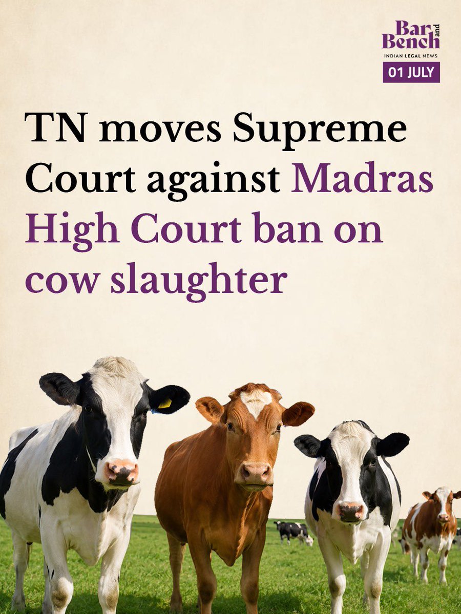 barandbench's tweet photo. TN moves Supreme Court against Madras HC ban on cow slaughter
Read here: https://t.co/UP78gCYfnG https://t.co/Ohl4ZeKi8S
