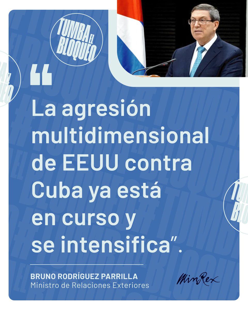 BorgesOlivero's tweet photo. “Se trata de una situación urgente, porque la agresión multidimensional del gobierno de Estados Unidos contra #Cuba ya está en curso y se intensifica. No consiste en un peligro porvenir o una amenaza futura. Es un crimen de lesa humanidad en plena ejecución.”
@BrunoRguezP https://t.co/PnLC412GUB