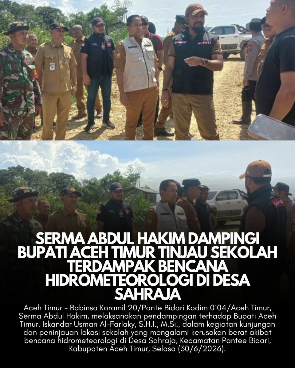 MediaCenter0104's tweet photo. Serma Abdul Hakim Dampingi Bupati Aceh Timur Tinjau Sekolah Terdampak Bencana Hidrometeorologi di Desa Sahraja https://t.co/fEkGgElttt