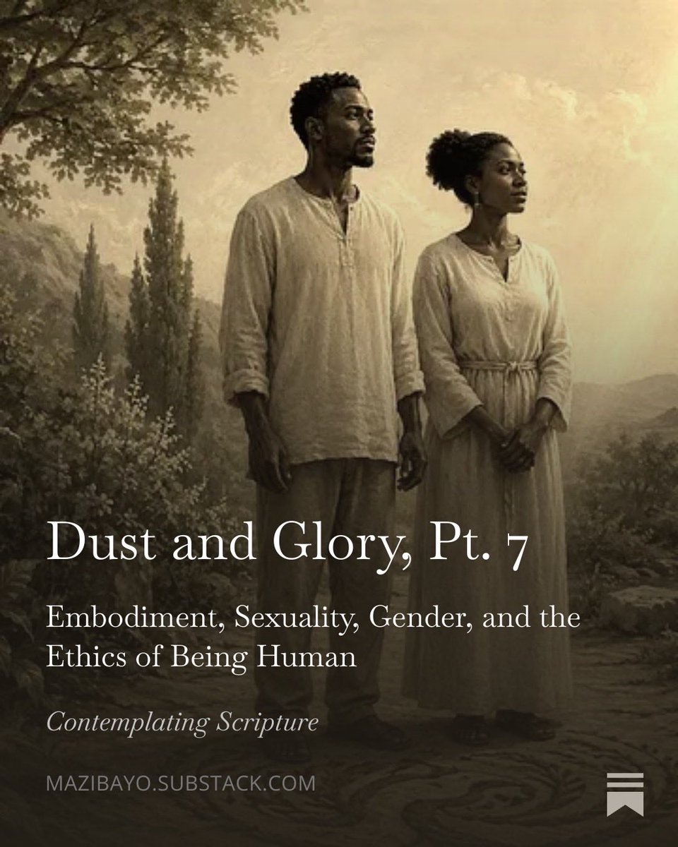 mazibayo's tweet photo. New article is up.

In Part 7 of the Biblical Anthropology series, I explore why the body is not incidental to being human.

Scripture does not teach that we are souls trapped in bodies. It teaches that we are embodied persons created by God, assumed by the Son in the incarnation, indwelt by the Spirit, and destined for resurrection.

That changes how we think about gender, sexuality, marriage, singleness, holiness, shame, and hope.

Read here

https://t.co/hhpgjxDLB0