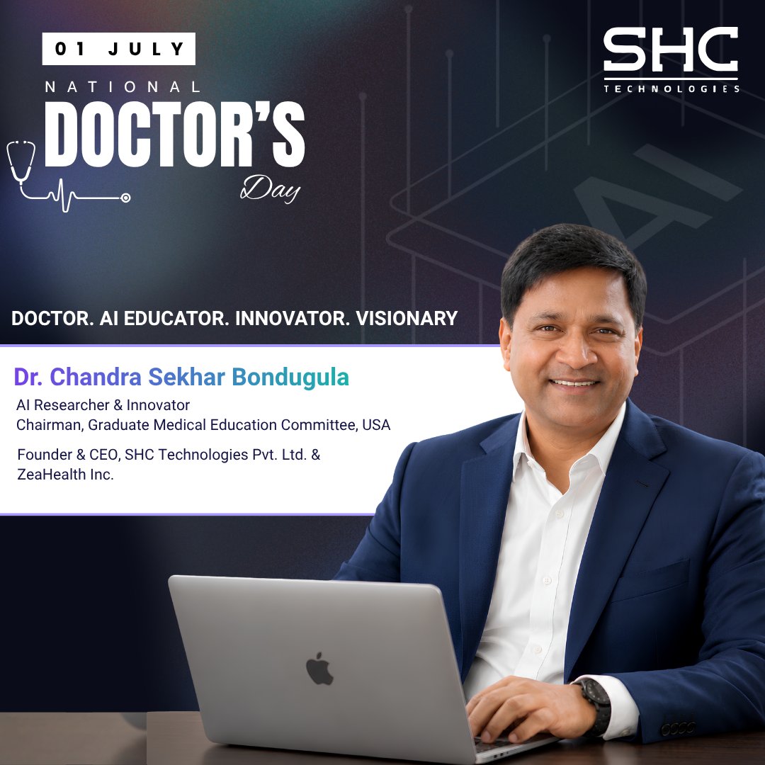 shctechnologies's tweet photo. A true doctor never stops healing.

Some heal one patient at a time. Others multiply their impact by empowering thousands of doctors to heal millions more.

That is what makes our Founder &amp; CEO, Dr. Chandra Sekhar Bondugula, truly exceptional.

#NationalDoctorsDay #AIInHealthcare https://t.co/8QHlSNPfAz