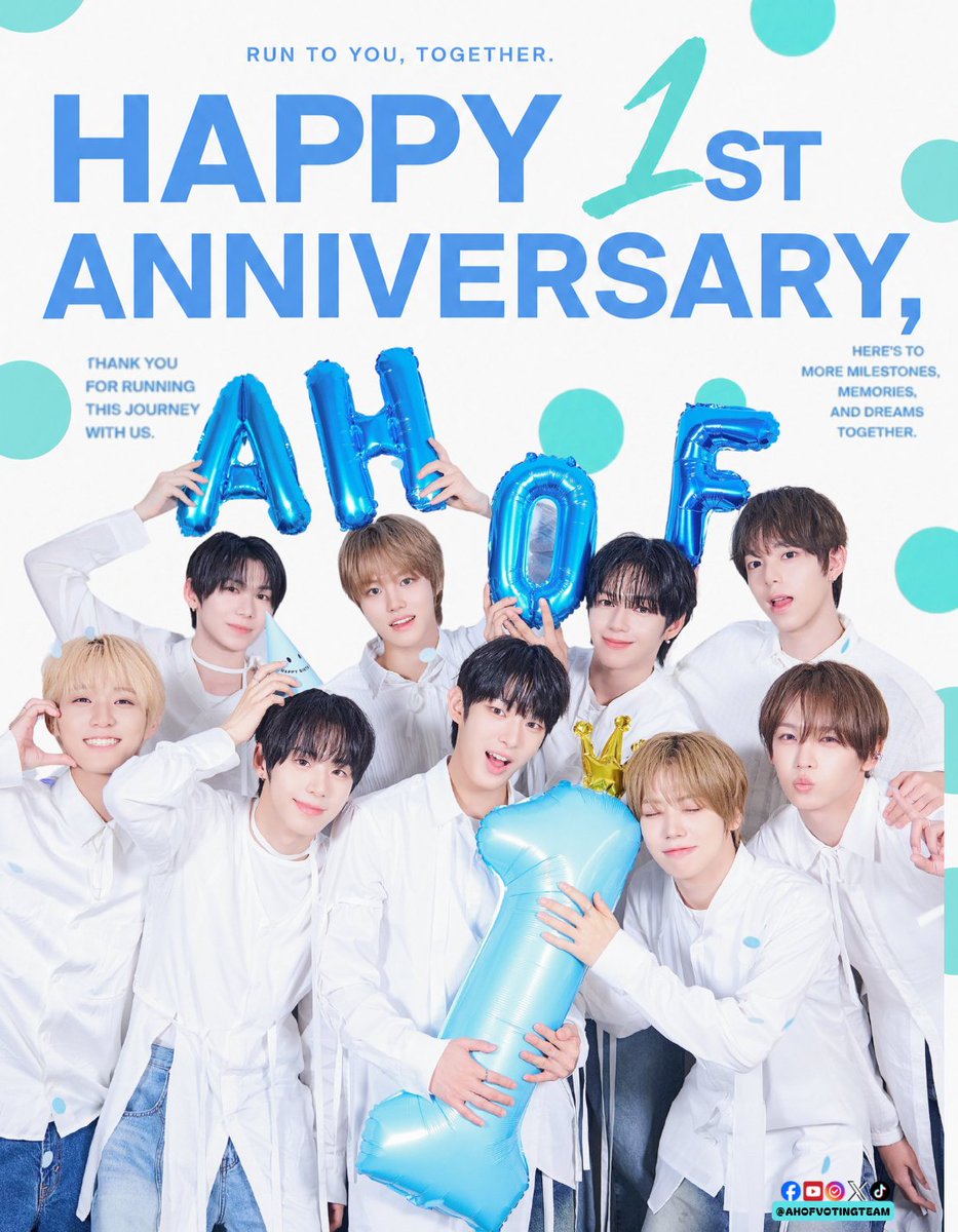 AHOFVOTINGTEAM's tweet photo. 🎉💙 HAPPY 1ST ANNIVERSARY, AHOF! 💙🎉

One year of unforgettable memories and dreams that continue to bring us together. Thank you for giving us music, comfort, and countless moments to cherish.

From your very first step to every milestone you've achieved, FOHAs will always be here—running beside you, cheering for you, and believing in your dreams.

Here's to more music, more memories, and many more anniversaries together. 🩵✨

HAPPY 1ST ANNIVERSARY, AHOF!
RUN TO YOU, TOGETHER.

#AHOF #아홉 @AHOF_official