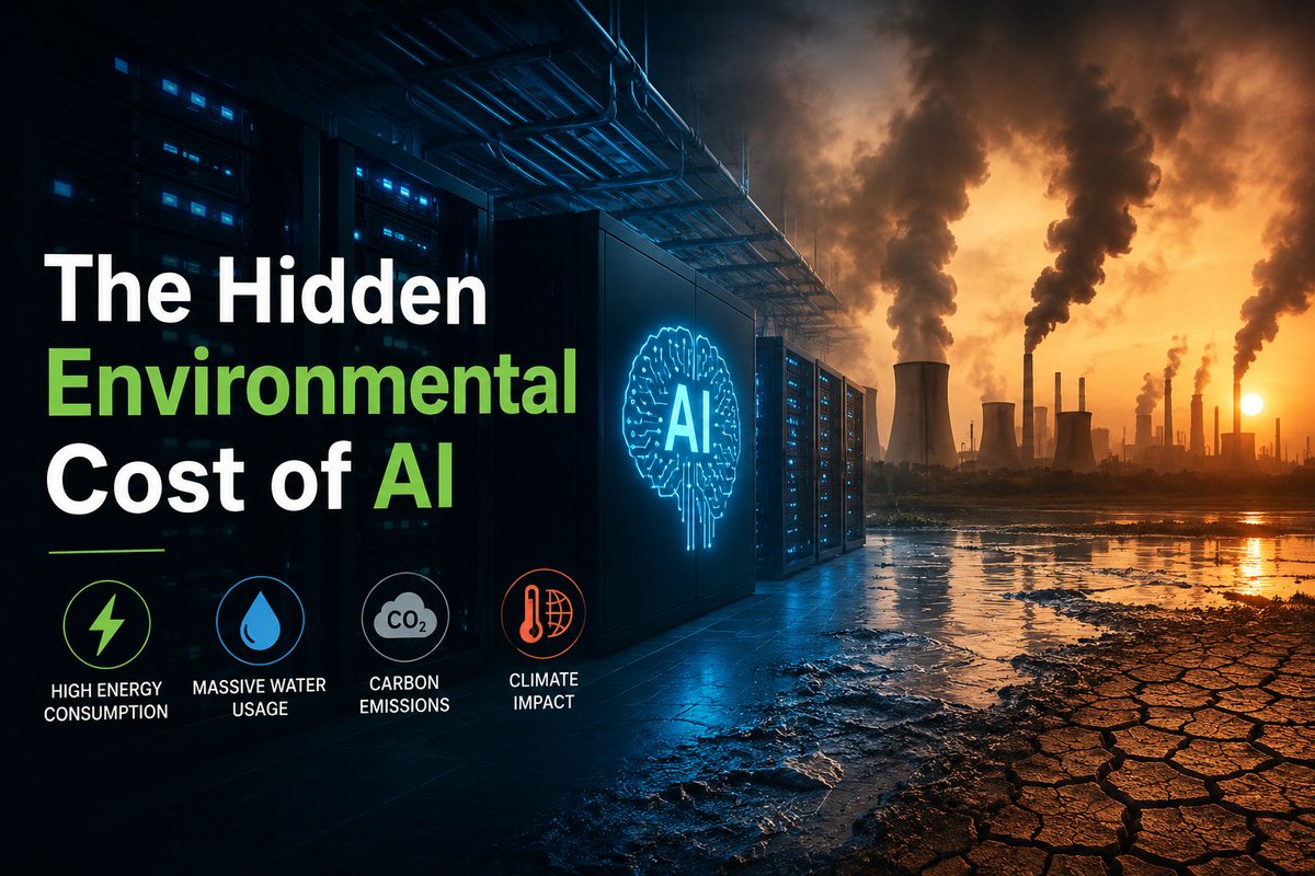 techwebsitetrix's tweet photo. We talk a lot about what #AI can do.

We almost never talk about what it costs to run it.

 The #Hidden #Environmental #Cost of AI👇

https://t.co/Heqqlc3Dk2

#AI #ArtificialIntelligence #Sustainability #TechNews #DataCenters #ClimateChange https://t.co/Hj5k8oMuxg