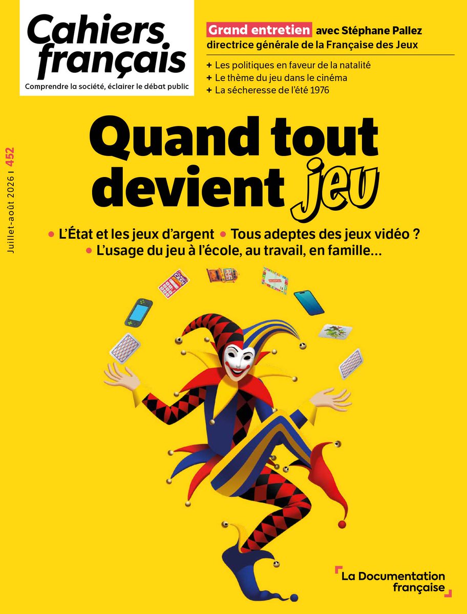 DILA_officiel's tweet photo. [A paraître] Quand tout devient jeu : Cahiers français propose d’explorer les multiples dimensions de ce phénomène social : économique, culturelle, sociologique. Il interroge la place grandissante des jeux  ou encore les mécanismes de la « gamification ».
https://t.co/w7bmMdYxEg https://t.co/2qbO2XD1CD