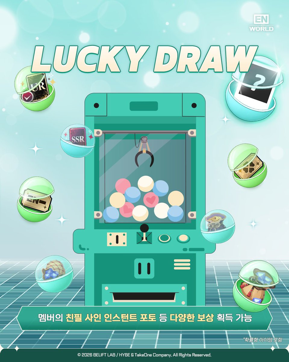 ENHYPENWORLD_X's tweet photo. Join the Lucky Draw for a chance to win an autographed instant photo ✨
💄You can also get [Researcher] SP Cards and a variety of in-game items!

럭키드로우로 친필 사인 인스턴트 포토를 획득할 수 있는 기회를 얻어보세요~ ✨
💄[화장품 연구원] SP카드와 다양한 게임 아이템도 있어요!

View details | https://t.co/K3VRSXA9VR

🎮Download Now
https://t.co/WKoeTwEgXh 

#ENHYPENWORLD #엔하이픈월드
#ENHYPEN #엔하이픈