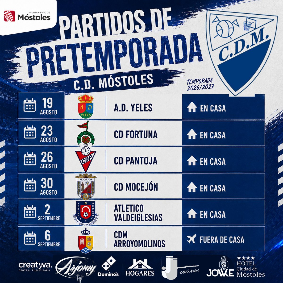 CDMostolesOfic's tweet photo. 📌📅 Ya tenemos el calendario de partidos de pretemporada.

🔹️Ven a vernos al Andrés Torrejón 

#VamosMostoles 💙 https://t.co/jTpIrVEU8G