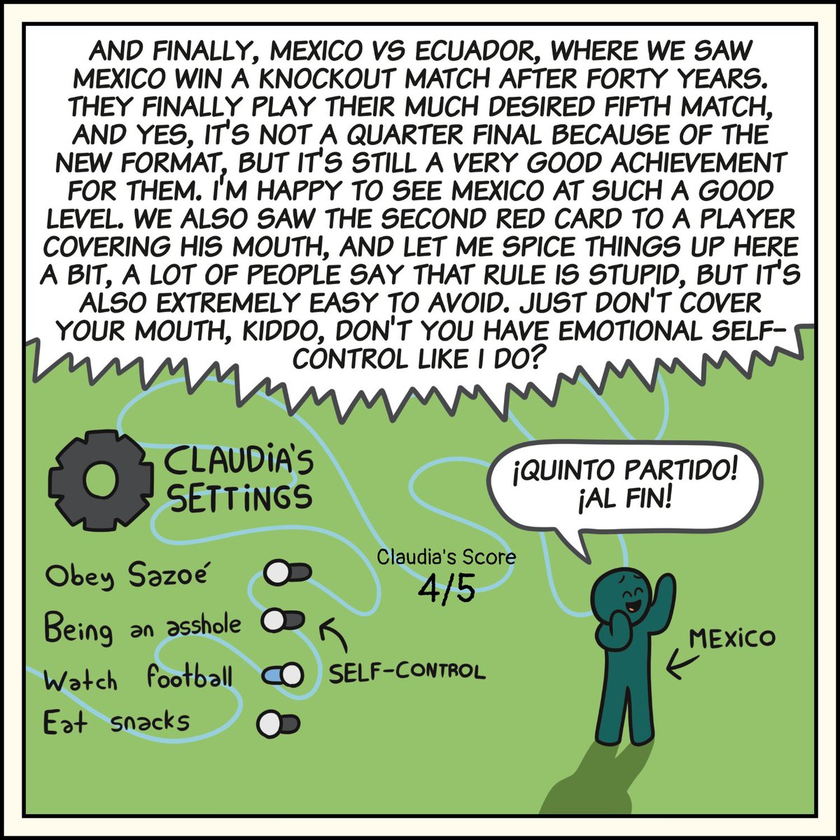 TheOGArgon's tweet photo. Claudia analyzes the FIFA world cup matches #21 #fifaworldcup #football #United26 #comics #webcomics https://t.co/OoYVOE6XXb
