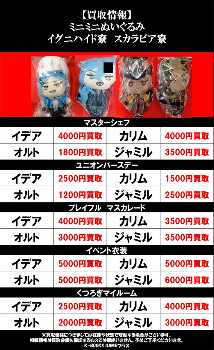 買取情報】26/7/1 ツイステッドワンダーランド ミニミニぬいぐるみ
