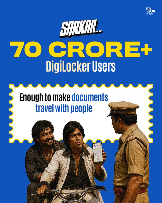 CBC_Chandigarh's tweet photo. 70 ਕਰੋੜ ਤੋਂ ਵੱਧ DigiLocker ਉਪਭੋਗਤਾ

ਹੁਣ ਜ਼ਰੂਰੀ ਦਸਤਾਵੇਜ਼ ਹਮੇਸ਼ਾ ਤੁਹਾਡੇ ਨਾਲ, ਸੁਰੱਖਿਅਤ ਅਤੇ ਡਿਜੀਟਲ ਰੂਪ ਵਿੱਚ ਉਪਲੱਬਧ ਹਨ।
#11YearsOfDigitalIndia https://t.co/tJjpnsluzk