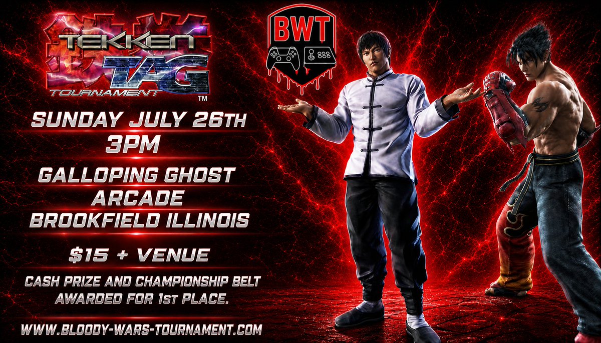 StriderRyu's tweet photo. Bloody Wars is back. 

Here's the details. 

Also not on there, there's going to be a 2v2 Tekken Tag Tournament as well but I'll have more details as soon as I hear about it. https://t.co/K5TVn2ufmI