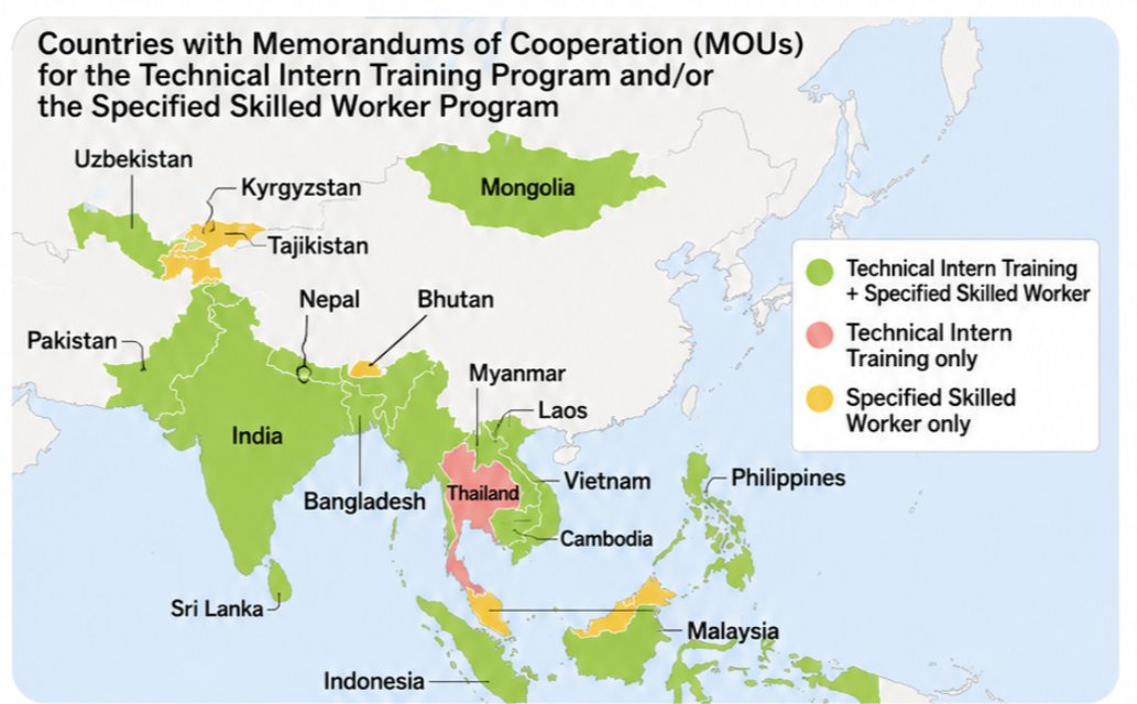 japan_nobunaga's tweet photo. The invasion of Japan has begun.  

420k foreigners accepted in 2 years under the fake "skill development" program.  

Thailand first, then India, Pakistan, Bangladesh, Indonesia — all green on the map.  

Turkey next. Africa coming too.  

Government keeps lying: 
"This isn't immigration."  

Traitors selling the country out to foreigners.  

Japanese people displaced, culture erased.  

This is hell. Japan is finished.