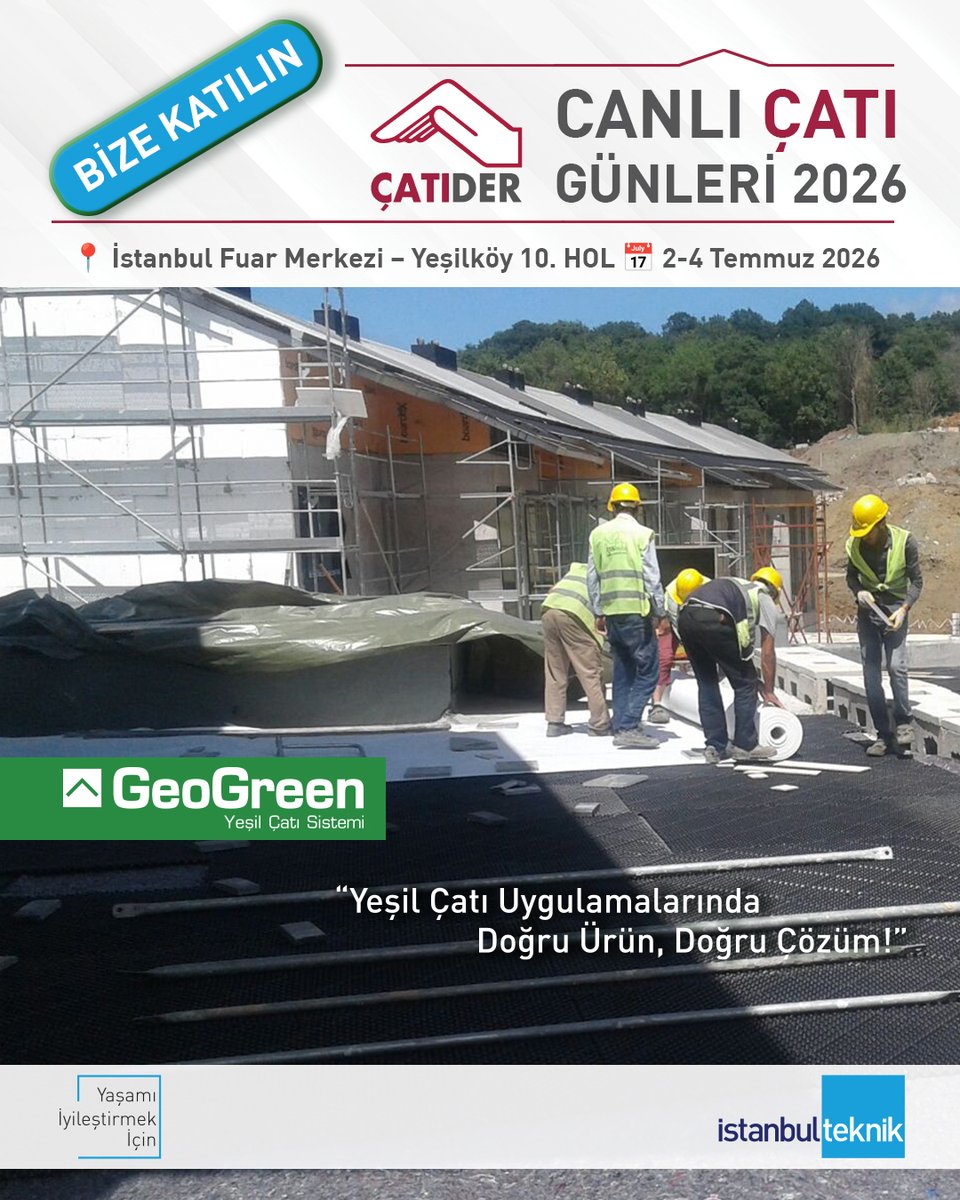 IstTeknik's tweet photo. Gerçek çatı uygulamalarını yakından incelemek ve sektör profesyonelleriyle buluşmak isteyenler, Canlı Çatı Günleri 2026'da buluşuyor.​
​
Çatı Sanayici ve İş İnsanları Derneği (ÇATIDER) tarafından düzenlenen ve destekleyen kuruluşlar arasında yer aldığımız etkinlikte, 9 farklı... https://t.co/4zhGU9kain
