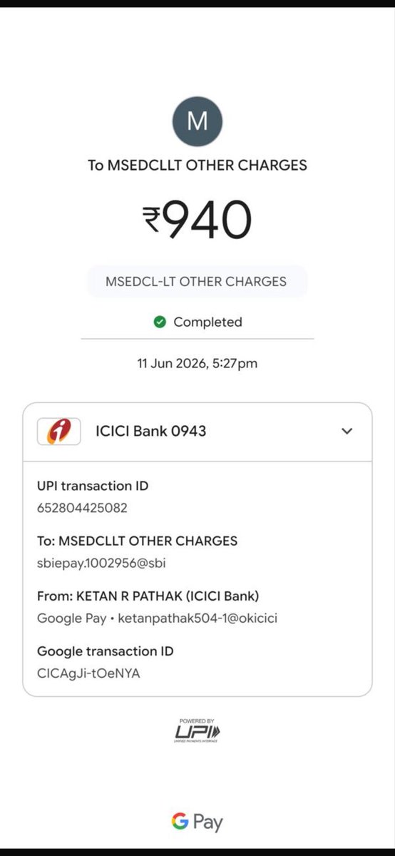 ketanpathak's tweet photo. Payment details for ur reference @MSEDCL https://t.co/nZ05PEJGfj