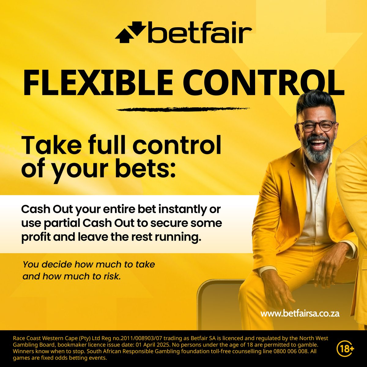 BetfairSA's tweet photo. Why wait for the final result? 
With cash out, you can settle your bet before the event ends and stay in control every step of the way.

https://t.co/VKVRs4B7lc

#BetfairSA #CashOut https://t.co/VpAERiDtHb