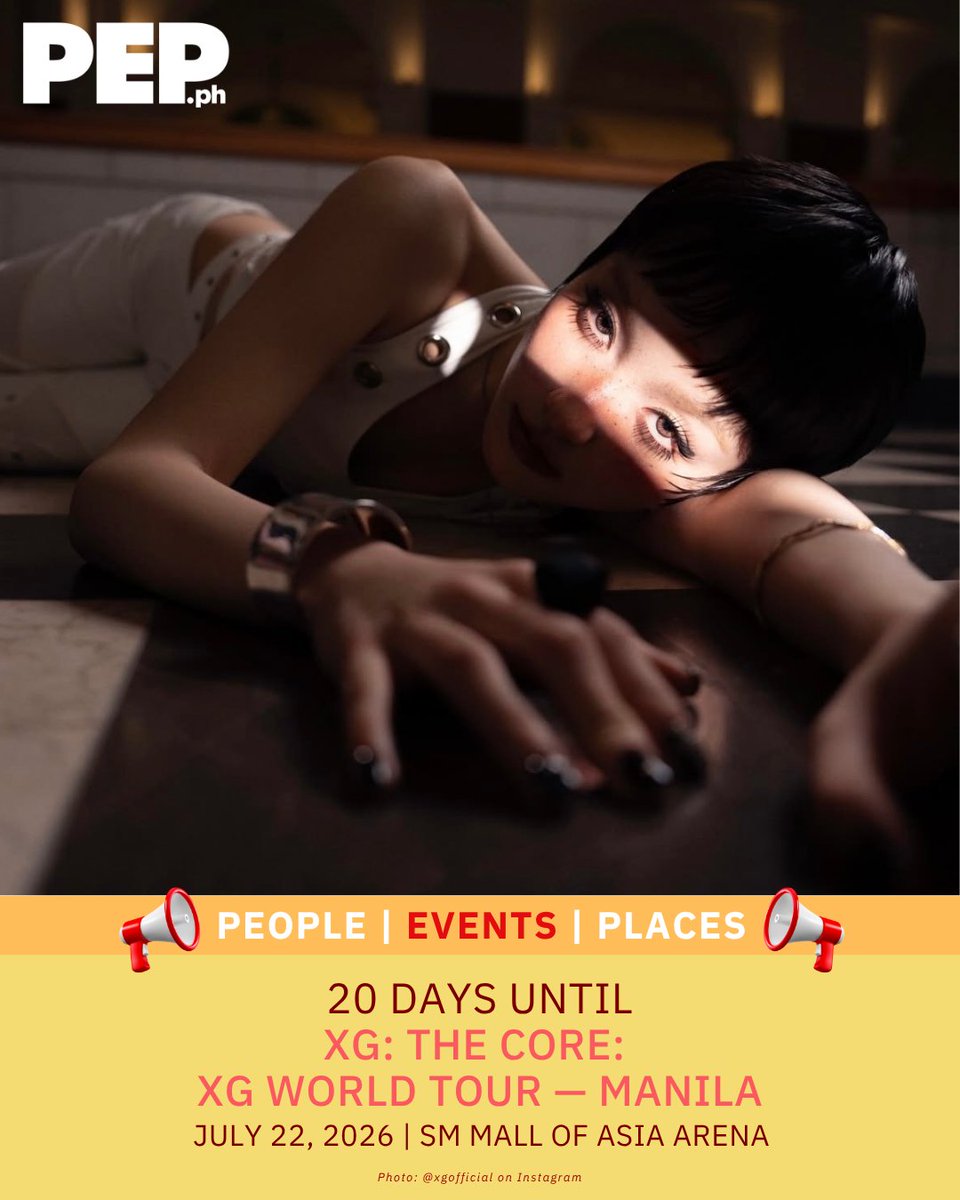 PEPalerts's tweet photo. Just 20 days to go before XG returns to Manila for THE CORE: XG World Tour! ✨

Catch the Japanese girl group as they "Hypnotize" fans with an unforgettable performance at the SM Mall of Asia Arena on July 22, 2026. 

#XG #XGTheCore #PEPConcerts #PEPSocial #PEPAly https://t.co/JVuaEnf1Lf