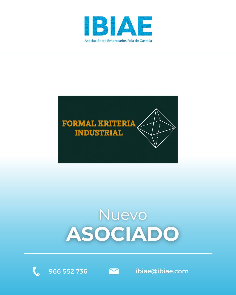 IBIAE's tweet photo. 🔵 FORMAL KRITERIA INDUSTRIAL se une a IBIAE. Ingeniería y diseño industrial con 25 años de experiencia en modelado 3D, diseño y optimización de moldes de alta precisión.

¡Bienvenidos! 🤝 

#IBIAE #Industria #Ingeniería https://t.co/wHp9POEtDm