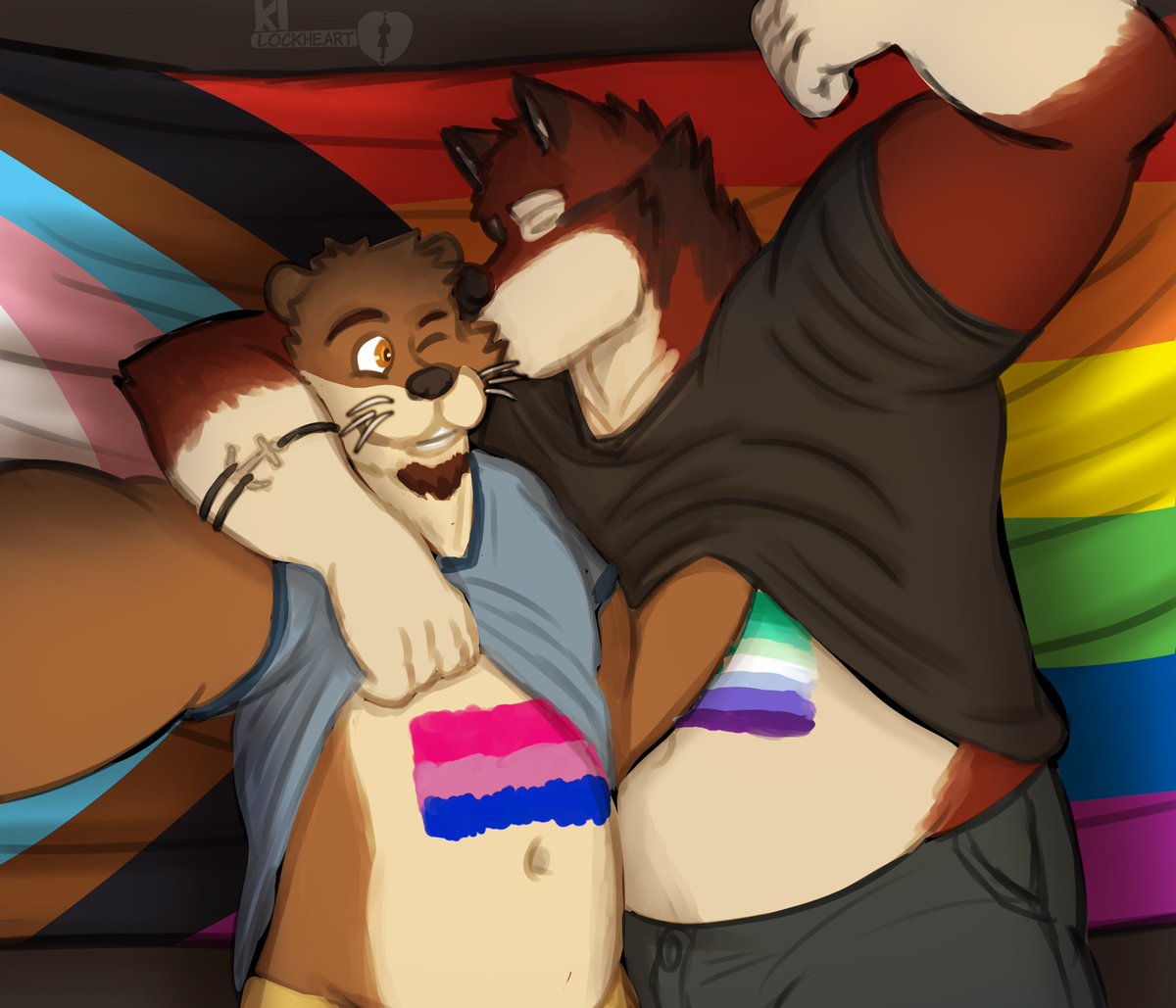 KitheRasky's tweet photo. Even while stuck in a small town like Echo, Chase and Leo still took time to have fun during Pride.
🏳️‍🌈
#furryart #echovn #echoproject https://t.co/6BStwbLQYd