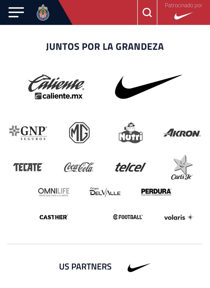 ChivasXtra_'s tweet photo. 🚨OFICIAL🚨 

Llegó la palomita ✅ 

Nike ya aparece como patrocinador oficial del Club Deportivo Guadalajara 🐐🇫🇷 en la página de Chivas.

Así mismo, se unen nuevas marcas como Nutri 🐮 https://t.co/dvdw17UQvh