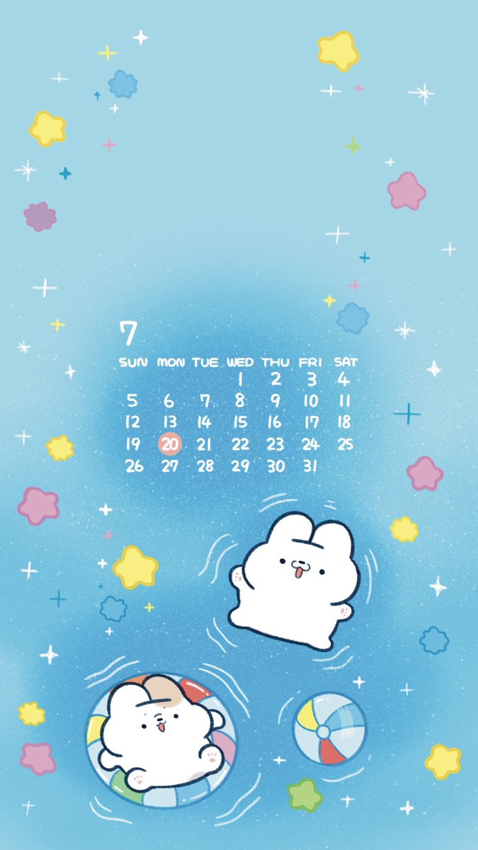 ✦.*·̩ #7月 カレンダー配布 ·̩*.✦ スイスイふたりで気持ちよさそう
