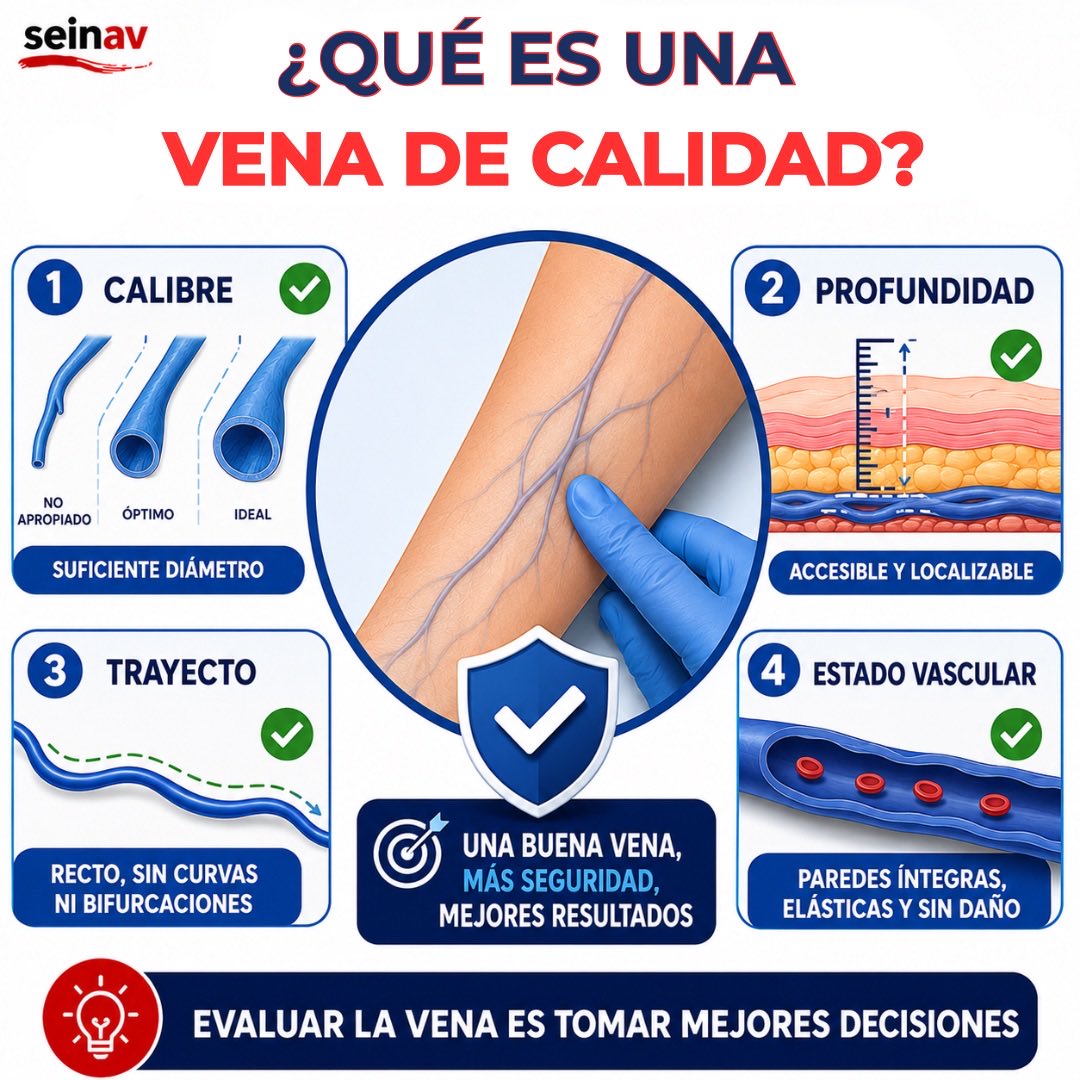SEINAV_'s tweet photo. La calidad de una vena va mucho más allá de que sea visible.
Calibre, profundidad, trayecto y estado vascular son factores clave para elegir el acceso adecuado, preservar el patrimonio vascular y mejorar la seguridad del paciente.
Elegir bien la vena es el primer paso.
#seinav https://t.co/dC7GalhEvX