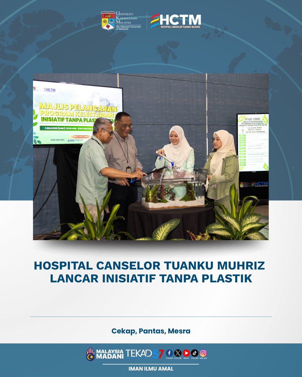 hctm_ukm's tweet photo. HCTM UKM mengorak langkah proaktif dalam menyahut seruan kelestarian global dengan melancarkan "Program Kelestarian: Inisiatif Tanpa Plastik" secara rasmi pada hari ini. 

Berita penuh: https://t.co/6KBjfgLHcN

#HCTM #UKM #CekapPantasMesra https://t.co/AOVnK8KVcR