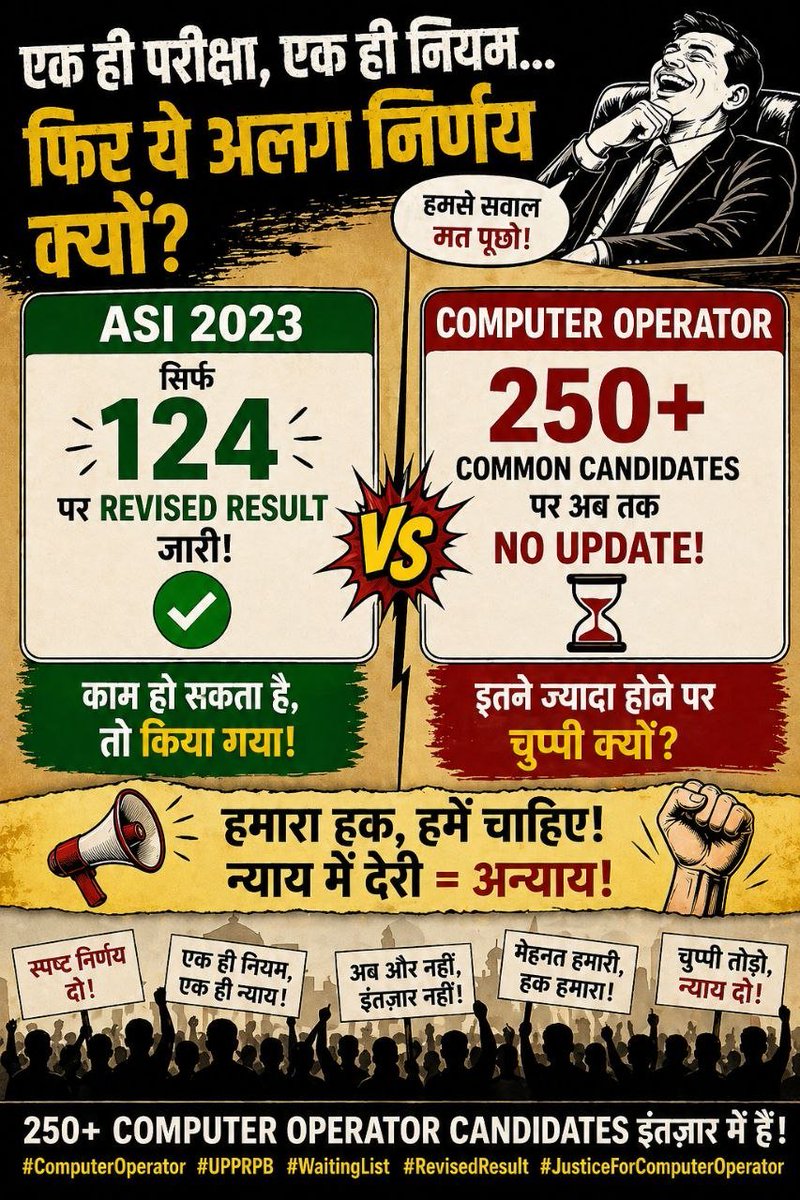anishcs31's tweet photo. जब रिक्त पद भरना ही उद्देश्य है, तो Waiting List का प्रावधान क्यों नहीं? यह व्यवस्था भर्ती प्रक्रिया को और अधिक प्रभावी बनाएगी।#waiting_list_in_upexams
#UPSSSC
#UPPRPB
#UPSSSC_WAITING_LIST_

@BJP4UP @myogiadityanath @CMOfficeUP https://t.co/PqMiEXB3Un