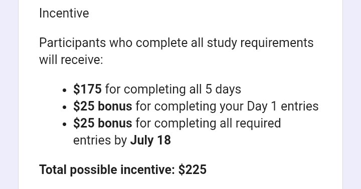 SurveySage's tweet photo. 🆕 New Survey Alert!

📝 Type: Diary study 

🔗 Link: https://t.co/vM9BJ4vTCm

💰 Pay: $225 tremendous gift card 

🌎 Country: US

⚡ Start immediately, spots fill up fast!

👉 Follow for daily legit paid surveys &amp; studies 💸 https://t.co/e895qpJjJ2