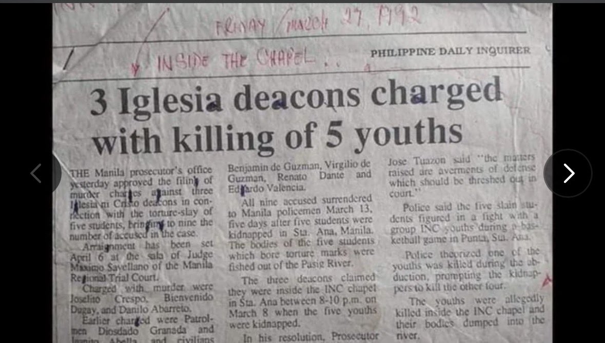 GentriSenyo's tweet photo. Tortured, stabbed, faces burned and nilagyan ng bato ang katawan para hindi lumutang - they did these INSIDE an INC Chapel. Taenaaaa ang hayop. Demonyo yung gumawa https://t.co/EJOLX75vYn