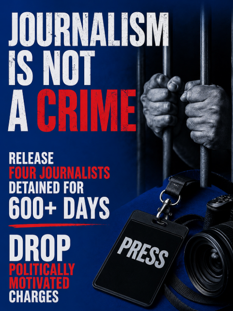 Tariq42953's tweet photo. Journalism is not a crime.
600+ days behind bars without freedom is a reminder that democracy depends on a free press. Calls are growing for Bangladesh to release the detained journalists and uphold media freedom.
#Bangladesh #FreeThePress #Journalism #PressFreedom #HumanRights https://t.co/ZhK91wmRJH