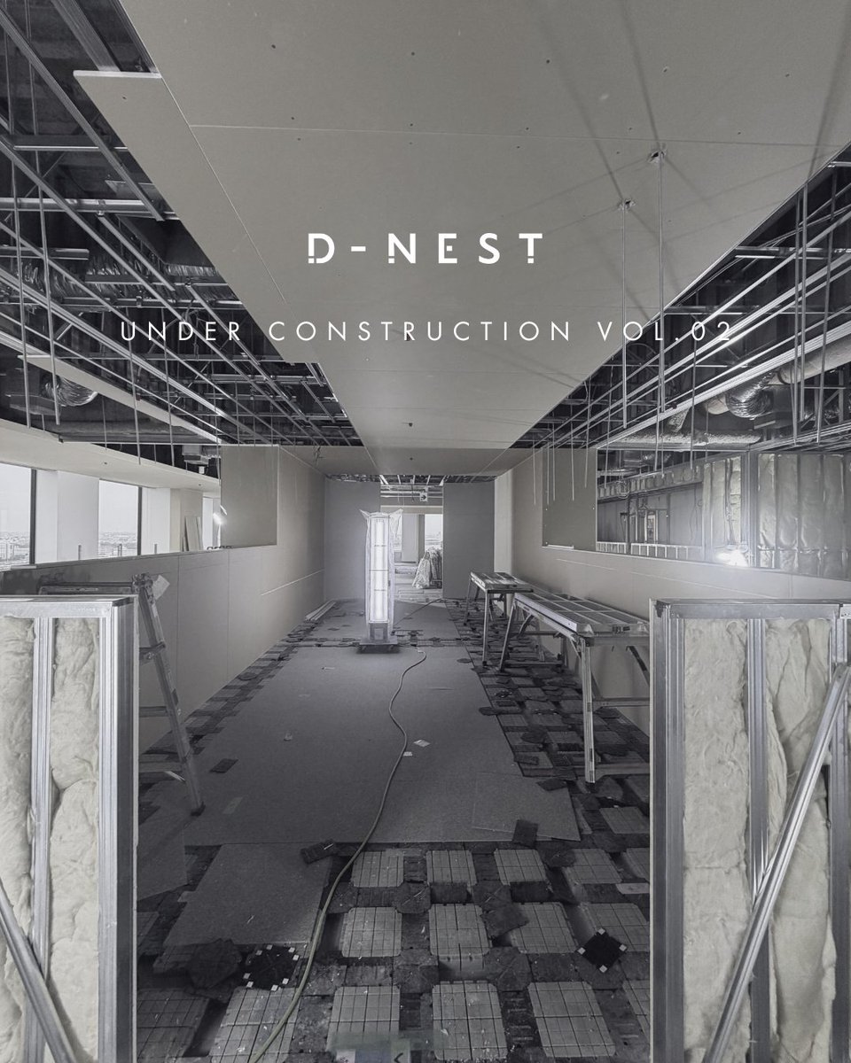 dnest_official's tweet photo. 【工事進捗】UNDER CONSTRUCTION VOL.02

新オフィス「D-NEST」の進捗報告・第2弾！ 
前回のVOL.01から工事が一気に進み、現場の景色がガラリと変わりました。
むき出しだった天井や壁に内装が施され、各エリアの形が少しずつ見え始めています！ 
リプ欄へ続きます👇

#dnest #シェアオフィス https://t.co/zKJpNM2gQR