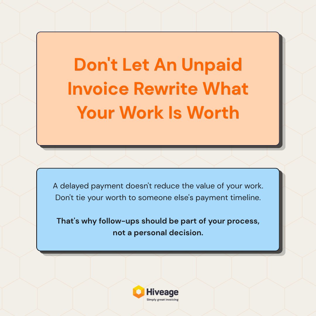 hiveage's tweet photo. A late payment is a cash flow problem; it doesn't get to decide what your work is worth.

The best invoicing systems don't just help you get paid. They make follow-ups part of your process, so you don't have to rely on confidence every time an invoice goes unpaid.

Want to get paid faster? Download Hiveage's free Get Paid Faster Toolkit for practical ways to reduce payment delays: https://t.co/2TEBwH4J7y

#freelancing #invoicing #cashflow #smallbusiness #hiveage