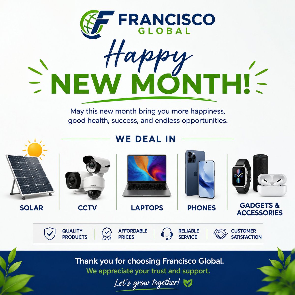 Francisco_Tech1's tweet photo. 🎉✨ HAPPY NEW MONTH! ✨🎉

Welcome to new month filled with fresh opportunities, greater achievements, and unlimited possibilities!

Thank you for choosing Francisco Global. We look forward to serving you even better this month!

📍 Awka, Anambra State
📞 Contact: 08102771713 https://t.co/HjAiKZ8dRL