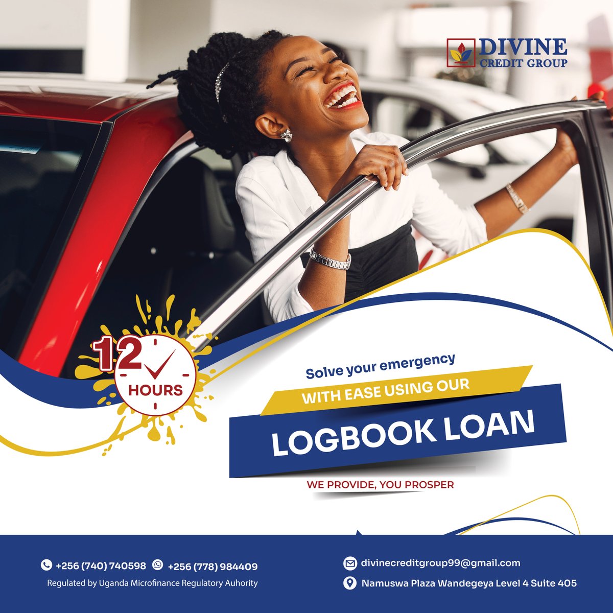 Divine_Credit's tweet photo. Your greatest mobile asset can be your savior in time of need. 
With only your #carlogbook you can secure financing at Divine Credit Group to enable you grow your business this peak season.
Visit our offices at Namuswa plaza wandegeya, or Mirembe plaza Kireka.
WhatsApp:0778984409 https://t.co/3rks3VMwjm