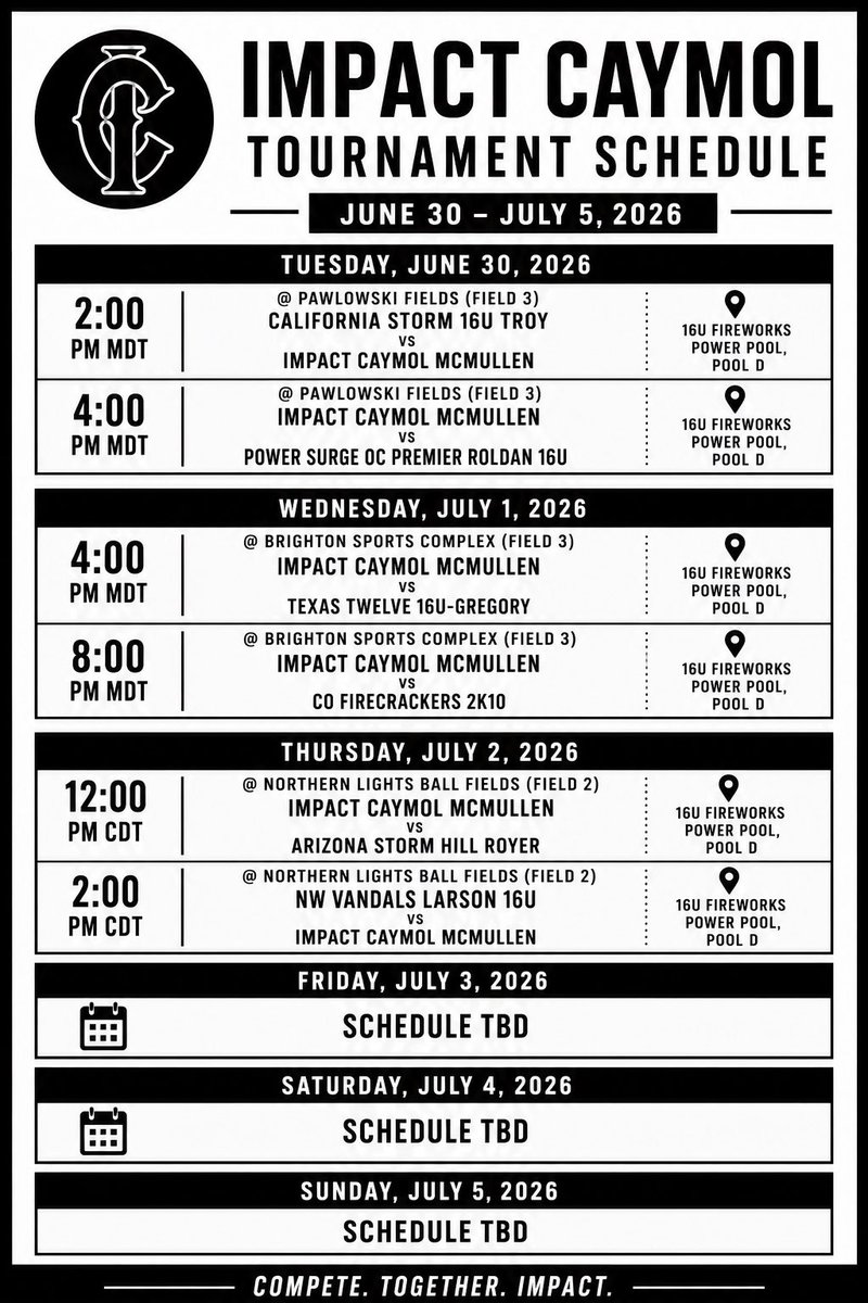 EllaLoDestro's tweet photo. Playing with Impact Caymol McMullen this week at the @COSparkFire Sparkler! Here is our schedule; we played our first two games, and won both 22-0 and 4-2!
@ImpactCaymolMcM @21_outssoftball https://t.co/RzsjOuggoP