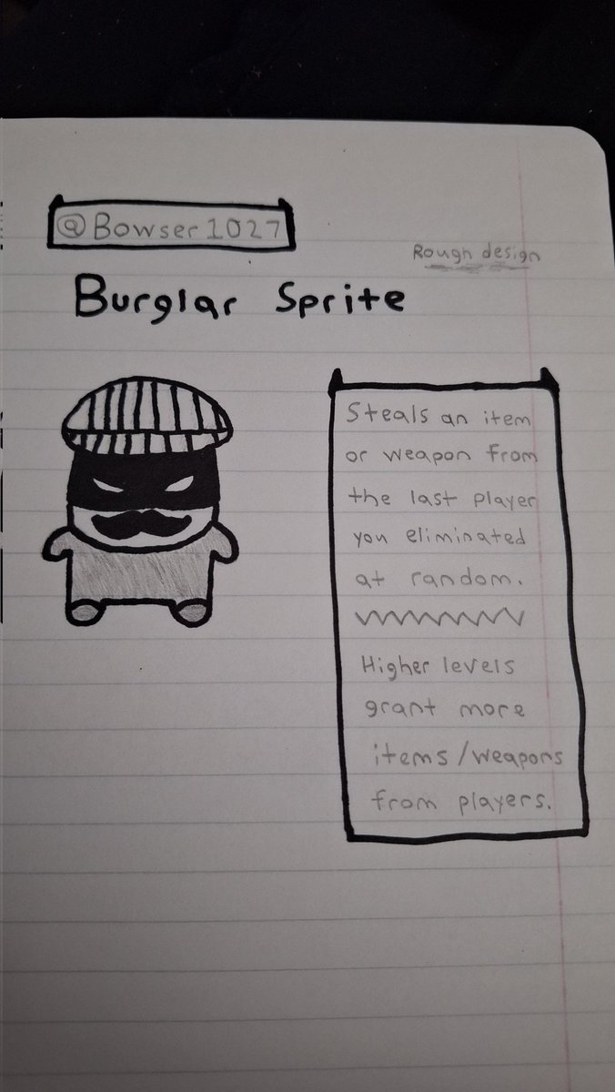 Bowser1027's tweet photo. @Fortnite #DesignASprite My 2 submissions for the contest. The Yarn Sprite &amp; Burglar Sprite. Drawing is harder than making a bowl of cereal, but an effort was made. https://t.co/qPOWowVZLk