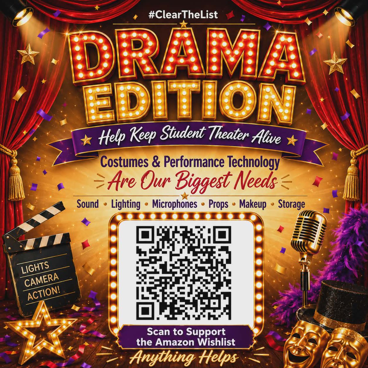 MatteoIsGood's tweet photo. @coleswindell @coleswindell I’m a Florida #Teacher fighting to keep student theatre alive while arts get cut. My students deserve the tools to tell their stories. Costumes, mics &amp; lights would mean everything. Help @clearthelist &amp; @ClearTheList2? #ArtsEd #TheatreKids https://t.co/AlYvhpoTjb https://t.co/zX13XpOvQQ