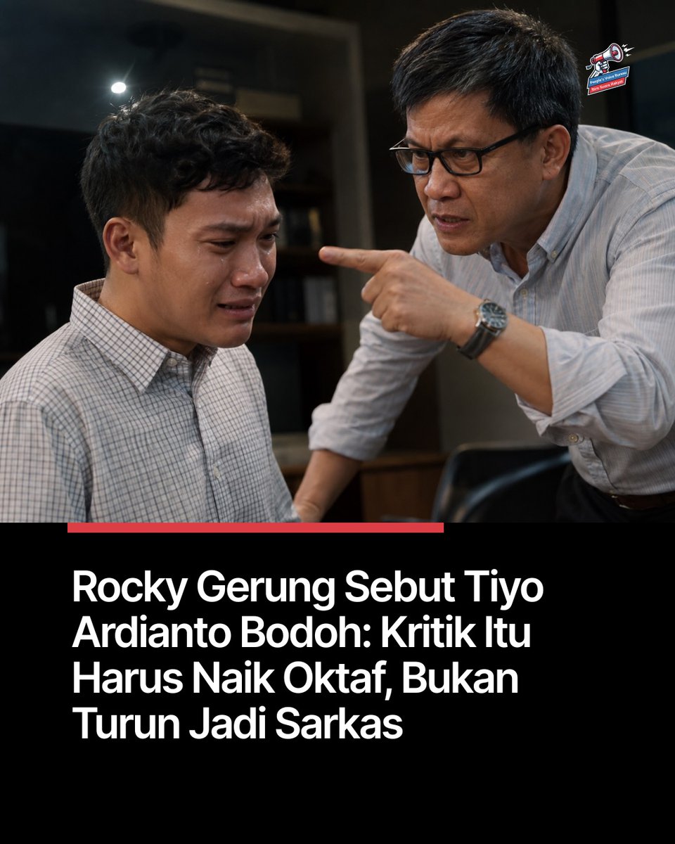 99propaganda's tweet photo. Gaya slapstick (komedi fisik atau gimmick yang mengandalkan kelucuan dangkal) membuat esensi dari kritik itu sendiri hilang. Kritik tidak lagi menjadi alat uji publik, melainkan bergeser menjadi tontonan atau hiburan semata.

​Akibatnya, audiens sering kali bertepuk tangan bukan karena memahami kedalaman sebuah gagasan, melainkan karena terhibur oleh kejenakaan si pembicara. Alhasil, debat politik pun berubah fungsi menjadi sekadar stand-up comedy. 🤡