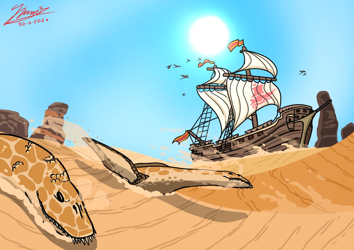 Jimmytuana's tweet photo. Sailing with sand eaters 

#art #fantasy #drawing https://t.co/gx3JPJCb4F